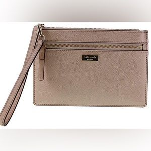 Rose Gold, Kate Spade Tinie saffiano leather tech wristlet.